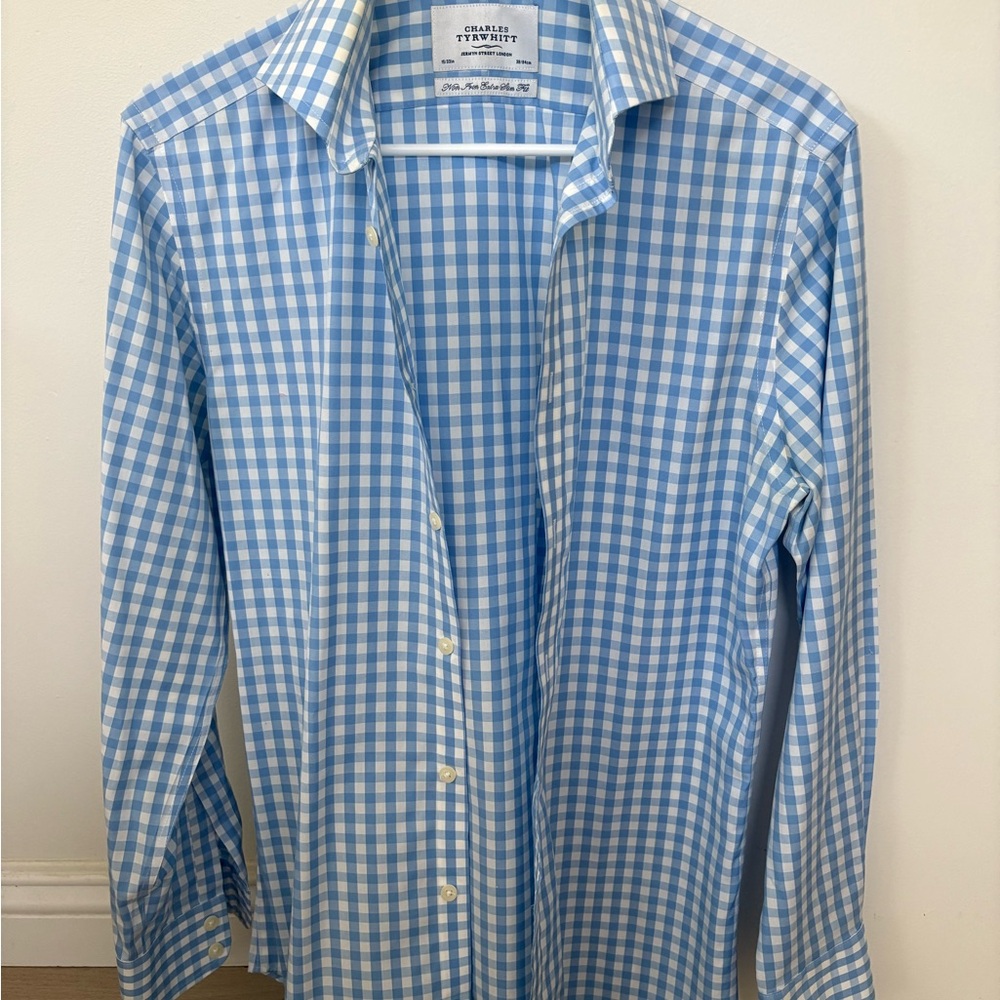 Charles Tyrwhitt Light Blue Gingham Men's Shirt